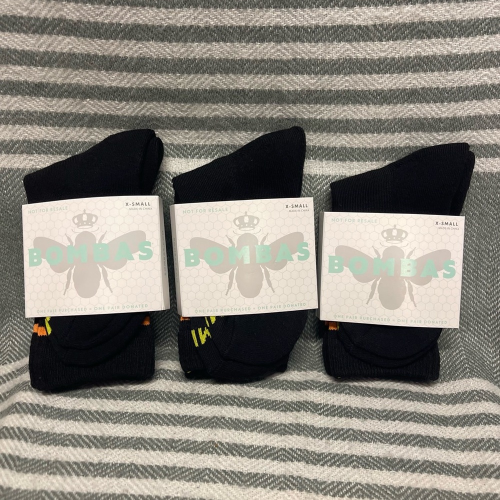 3 pack Bombas Black Half Calf Socks NWT Size‎ X-Small
